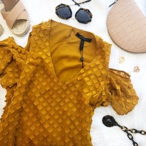 BCBG Amber Floral Texture Cold Shoulder Mini Dress